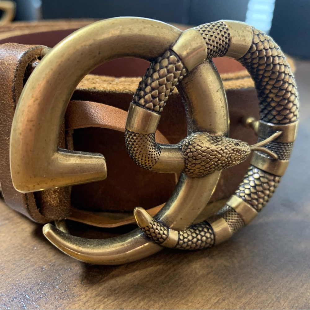 Gucci Brown and Gold Belt with Iconic Double G Buckle